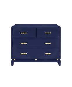 Worlds Away Four Dwr Chest W. Gold Lf Hdwr In Navy Lacquer