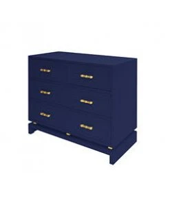 Worlds Away Four Dwr Chest W. Gold Lf Hdwr In Navy Lacquer