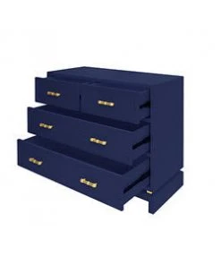 Worlds Away Four Dwr Chest W. Gold Lf Hdwr In Navy Lacquer