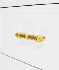 BEDROOM Worlds Away Four Dwr Chest W. Gold Lf Hdwr In White Lacquer