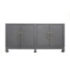 Worlds Away Four Door Buffet With Brass Hardware In Grey Lacquered Basketweave Grasscloth BEDROOM 2 Worlds Away Four Door Buffet With Brass Hardware In Grey Lacquered Basketweave Grasscloth BEDROOM