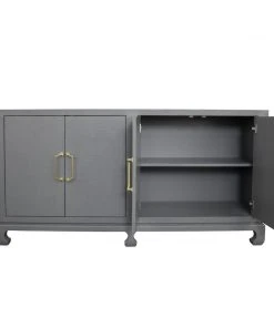 Worlds Away Four Door Buffet With Brass Hardware In Grey Lacquered Basketweave Grasscloth BEDROOM 7 Worlds Away Four Door Buffet With Brass Hardware In Grey Lacquered Basketweave Grasscloth BEDROOM