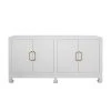 Worlds Away Four Door Buffet With Brass Hardware In White Lacquered Basketweave Grasscloth BEDROOM 2 Worlds Away Four Door Buffet With Brass Hardware In White Lacquered Basketweave Grasscloth BEDROOM