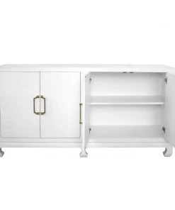 Worlds Away Four Door Buffet With Brass Hardware In White Lacquered Basketweave Grasscloth BEDROOM 7 Worlds Away Four Door Buffet With Brass Hardware In White Lacquered Basketweave Grasscloth BEDROOM