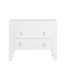 LIVING ROOM Worlds Away White Lacquer Two Drawer Chest W Nickel Hdwr
