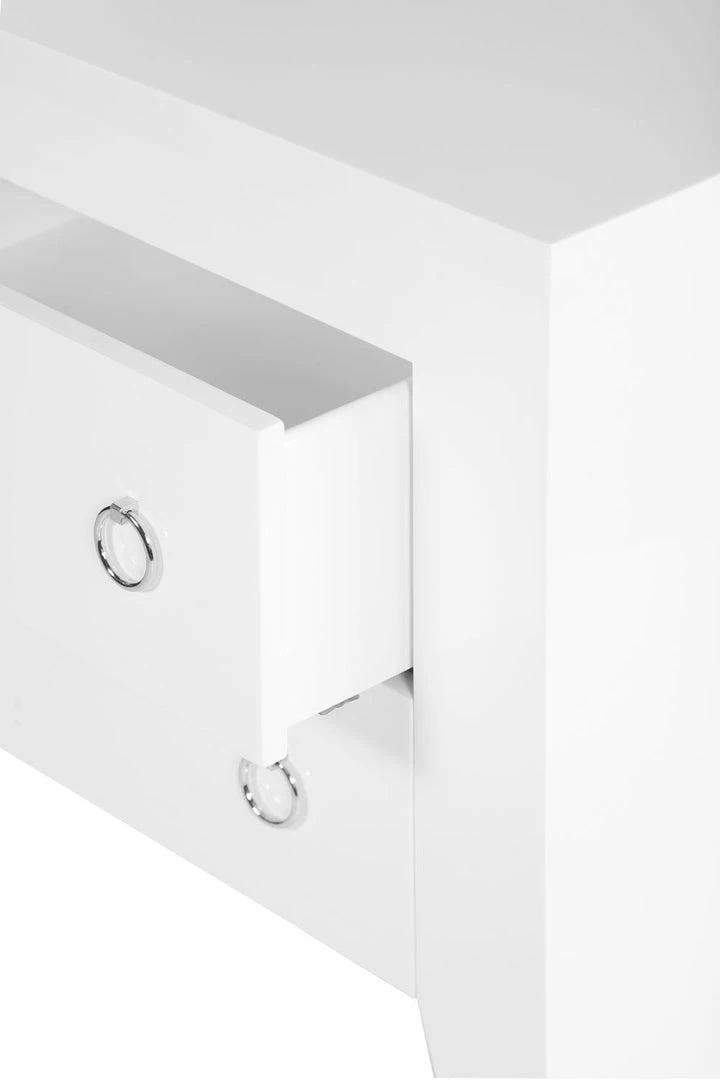 LIVING ROOM Worlds Away White Lacquer Two Drawer Chest W Nickel Hdwr 5 LIVING ROOM Worlds Away White Lacquer Two Drawer Chest W Nickel Hdwr