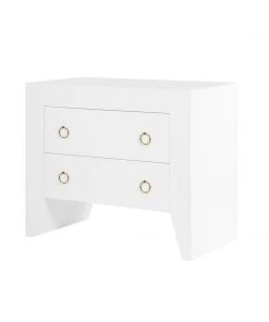 LIVING ROOM Worlds Away White Lacquer Two Drawer Chest W Brass Hdwr