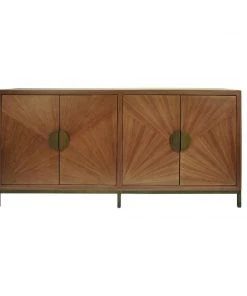 Worlds Away Radial Walnut Cabinet With Painted Bronze Legs And Hardware