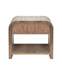 Worlds Away Waterfall Edge Side Table With Fluted Drawer Front In Dark Cerused Oak Side & End Tables