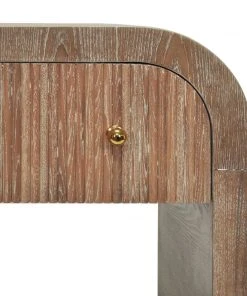 Worlds Away Waterfall Edge Side Table With Fluted Drawer Front In Dark Cerused Oak Side & End Tables