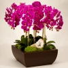 DECOR T&C Floral Company Orchid And Geode In Large Metal Box