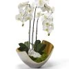 T&C Floral Company Orchids In Two Tone Metal With Geode - White