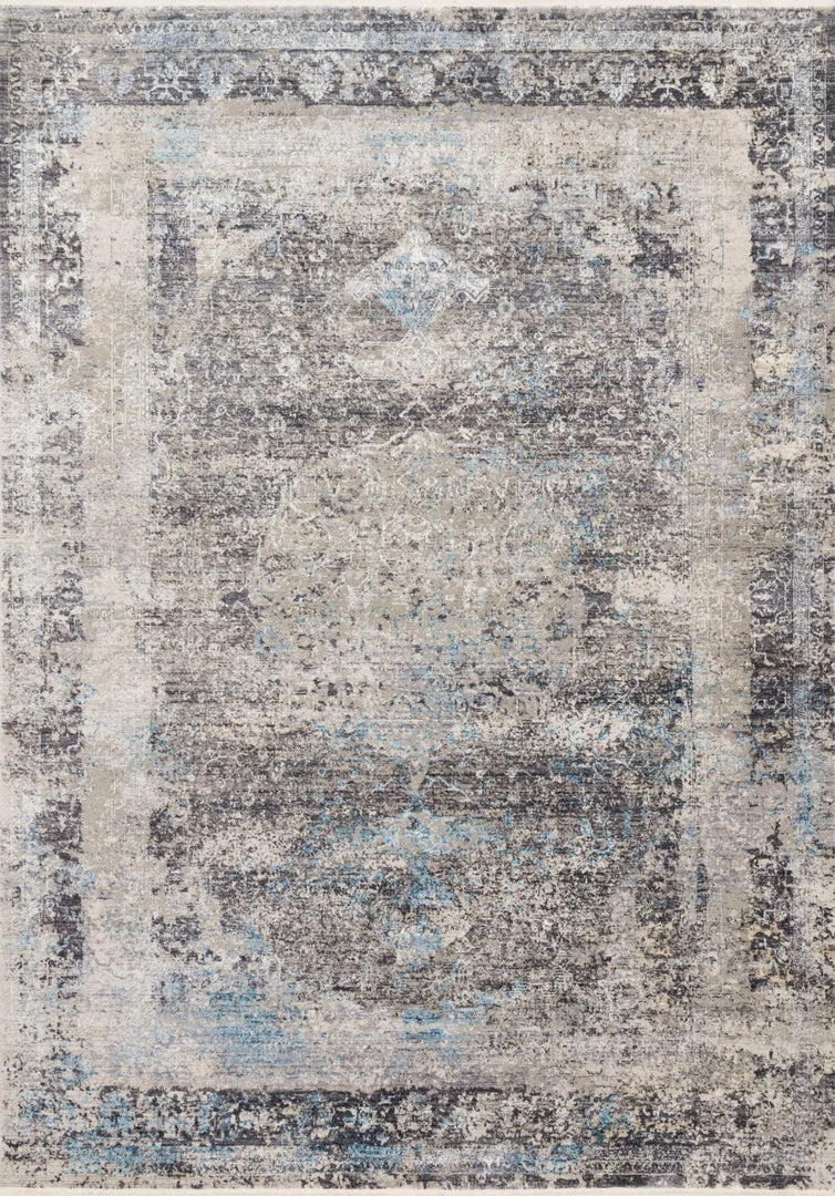 Loloi Franca Power Loomed Charcoal / Sky Rug RUGS 3 Loloi Franca Power Loomed Charcoal / Sky Rug RUGS