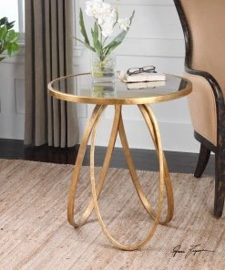 Uttermost Montrez Gold Side Table LIVING ROOM