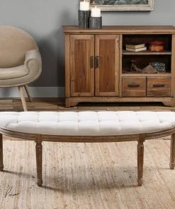 Uttermost Leggett Tufted White Bench