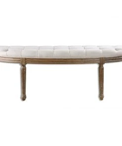 Uttermost Leggett Tufted White Bench