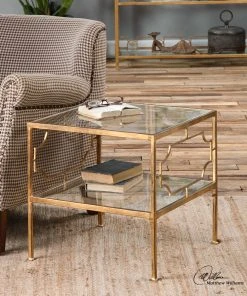 Uttermost Genell Gold Cube Table LIVING ROOM