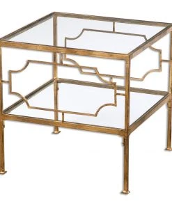 Uttermost Genell Gold Cube Table LIVING ROOM