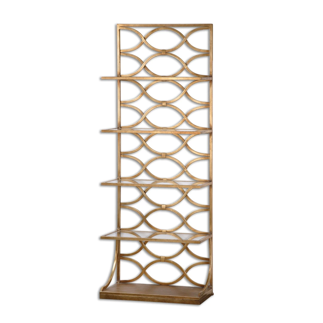 LIVING ROOM Uttermost Lashaya Gold Etagere 3 LIVING ROOM Uttermost Lashaya Gold Etagere