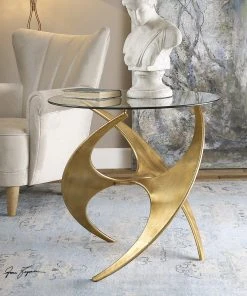LIVING ROOM Uttermost Graciano Glass Side Table