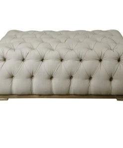 Uttermost Kaniel Tufted Antique White Ottoman