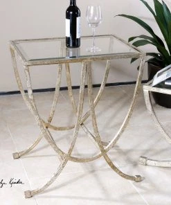 LIVING ROOM Uttermost Marta Antiqued Silver Side Table