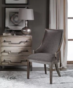 Uttermost Aidrian Charcoal Gray Accent Chair DINING ROOM