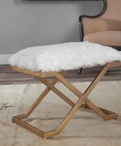 Uttermost Farran Fur Small Bench LIVING ROOM