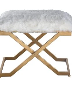 Uttermost Farran Fur Small Bench LIVING ROOM