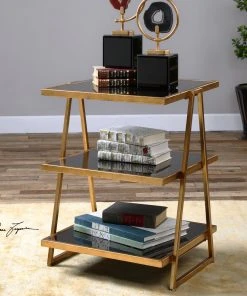 LIVING ROOM Uttermost Garrity Black Glass Accent Table