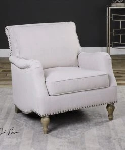 Uttermost Armstead Antique White Armchair