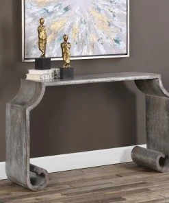 LIVING ROOM Uttermost Agathon Stone Gray Console Table