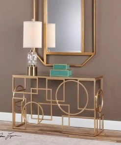 LIVING ROOM Uttermost Metria Gold Console Table