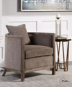 Uttermost Viaggio Gray Chenille Accent Chair