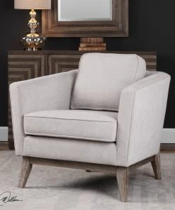 Uttermost Varner Beige Linen Accent Chair