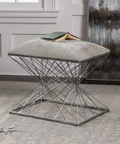 Uttermost Zelia Silver Accent Stool LIVING ROOM