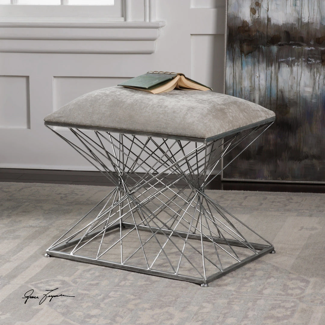 Uttermost Zelia Silver Accent Stool LIVING ROOM 4 Uttermost Zelia Silver Accent Stool LIVING ROOM