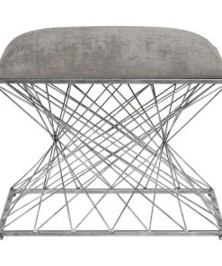 Uttermost Zelia Silver Accent Stool LIVING ROOM