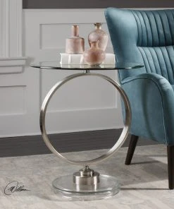 Uttermost Dixon Brushed Nickel Side Table