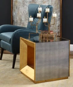 LIVING ROOM Uttermost Flair Gold Cube Table 10 LIVING ROOM Uttermost Flair Gold Cube Table