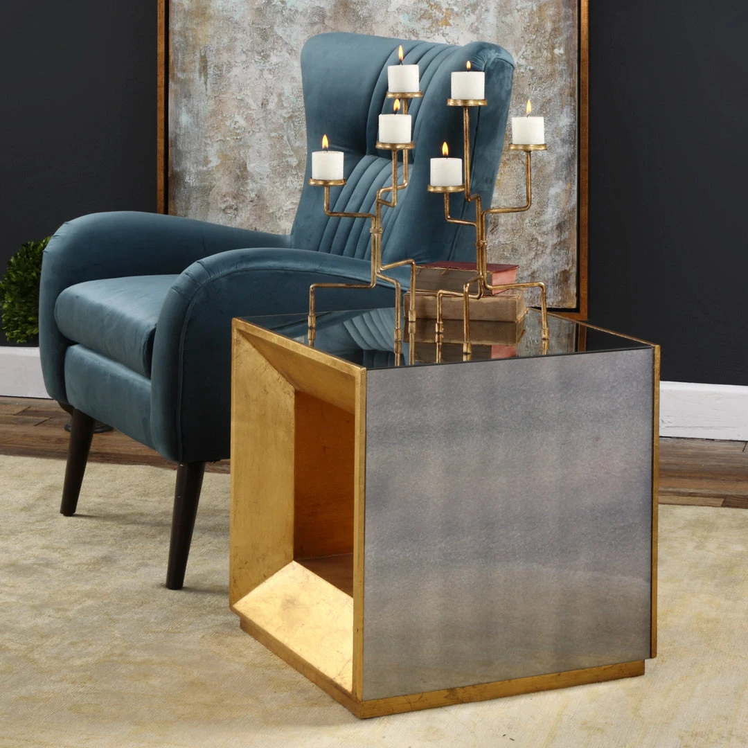 LIVING ROOM Uttermost Flair Gold Cube Table 5 LIVING ROOM Uttermost Flair Gold Cube Table