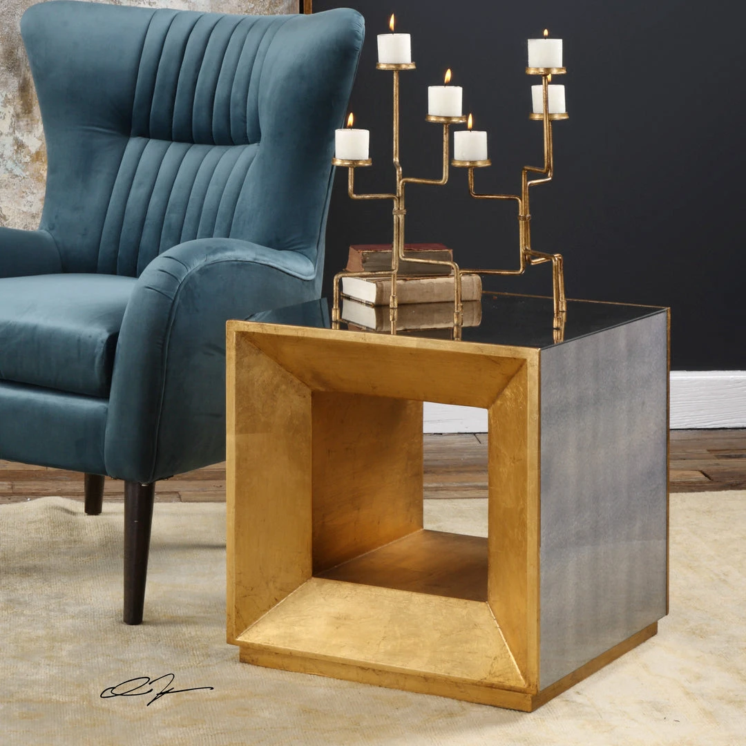 LIVING ROOM Uttermost Flair Gold Cube Table 4 LIVING ROOM Uttermost Flair Gold Cube Table