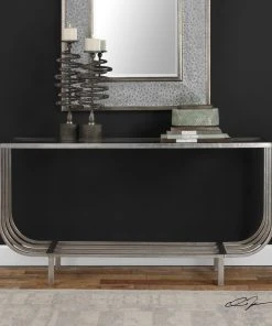 LIVING ROOM Uttermost Arlice Bright Silver Console Table