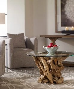 LIVING ROOM Uttermost Driftwood Glass Top Cocktail Table