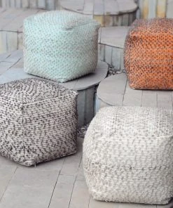 Uttermost Valda Gray Wool Pouf Benches, Ottomans & Poufs
