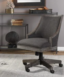 Uttermost Aidrian Charcoal Desk Chair