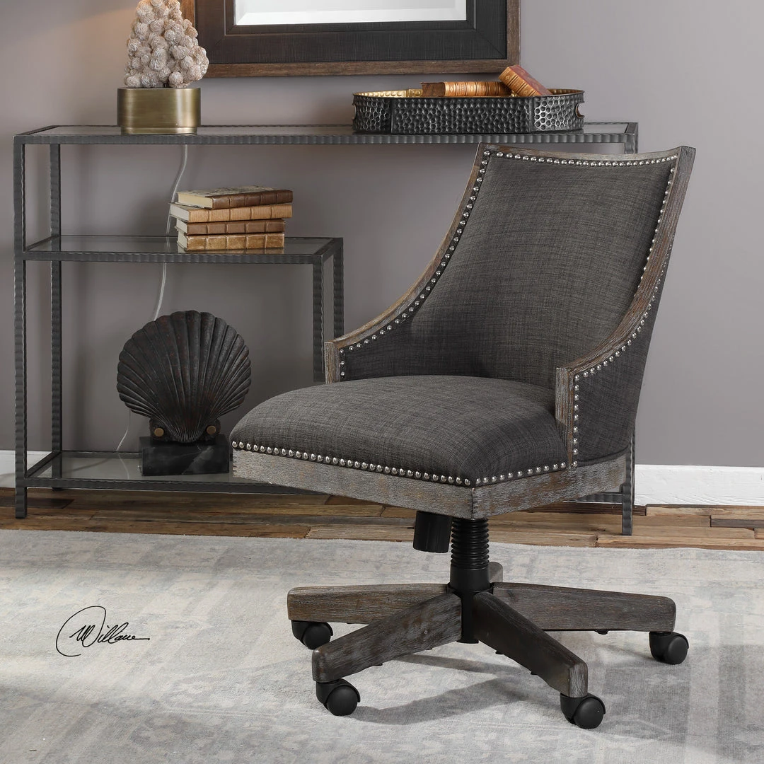Uttermost Aidrian Charcoal Desk Chair 4 Uttermost Aidrian Charcoal Desk Chair