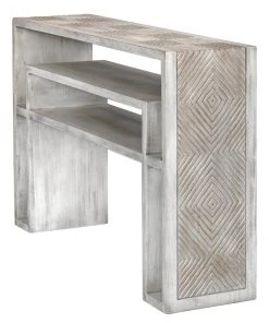 LIVING ROOM Uttermost Genara Bone White Carved Console Table