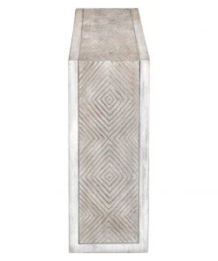 LIVING ROOM Uttermost Genara Bone White Carved Console Table