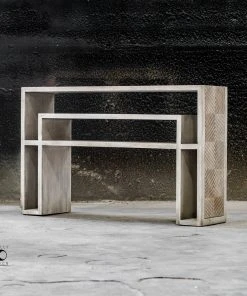 LIVING ROOM Uttermost Genara Bone White Carved Console Table